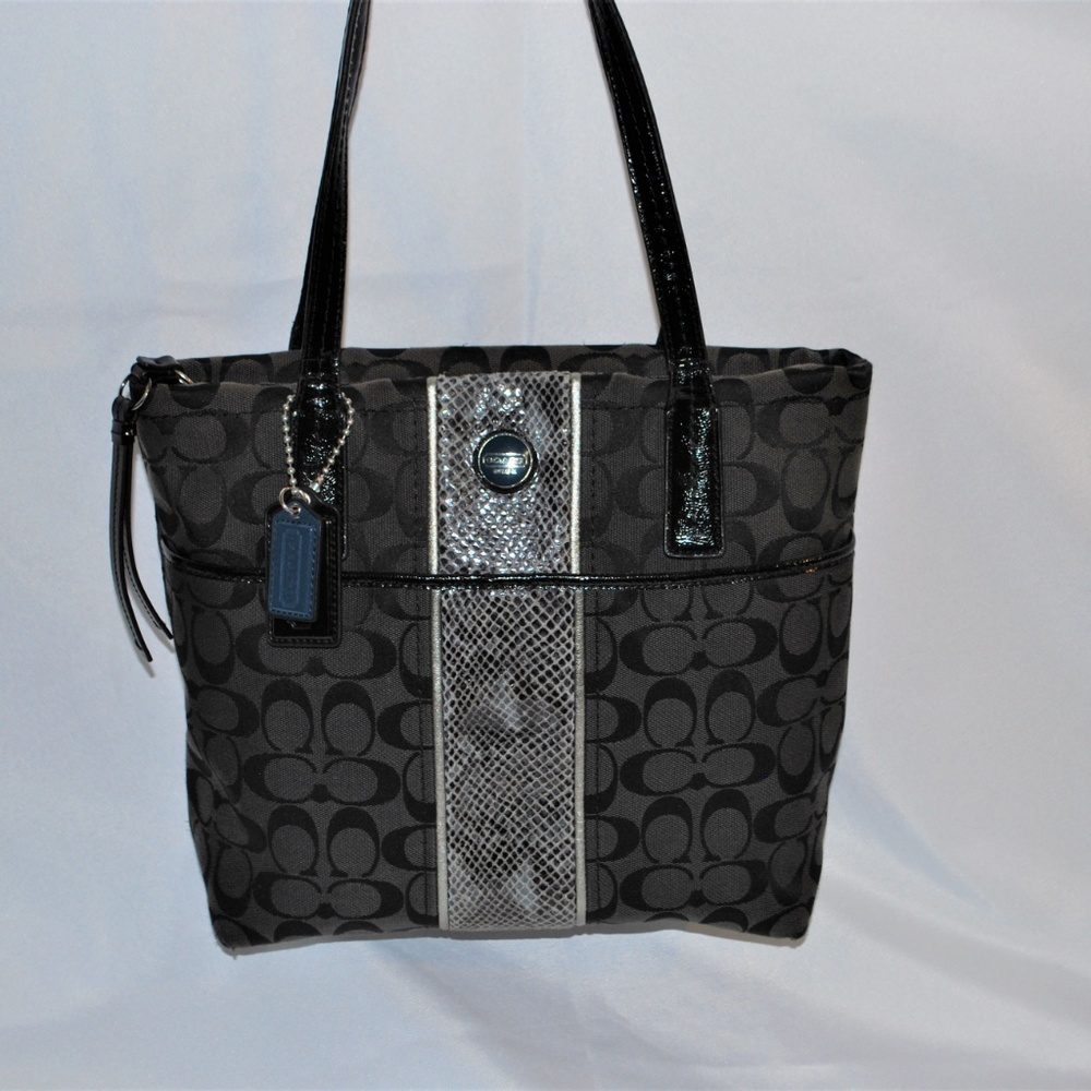 Signature Stripe Python Tote Coach - Picture 3 of 10